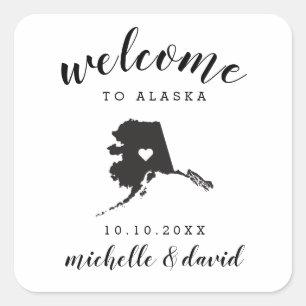Willkommen in Alaska Brauchtum für Hochzeiten Quadratischer Aufkleber