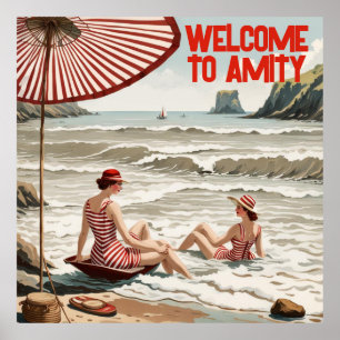 Willkommen in Amity (Editable Seaside) Poster