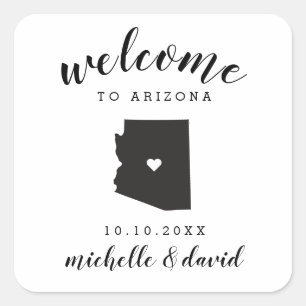 Willkommen in Arizona   Brauchtum für Hochzeiten Quadratischer Aufkleber