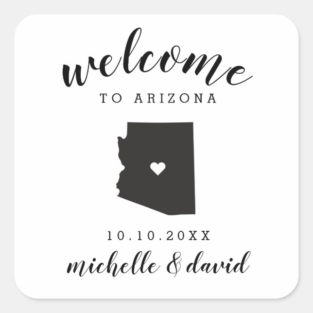 Willkommen in Arizona | Brauchtum für Hochzeiten Quadratischer Aufkleber (Vorderseite)
