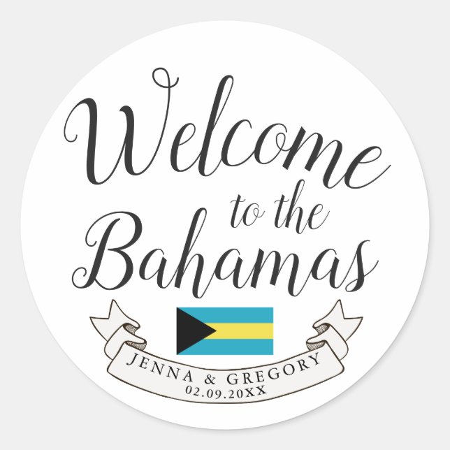 Willkommen in Bahamas | HOCHZEIT IN URLAUBSORT Runder Aufkleber (Vorderseite)