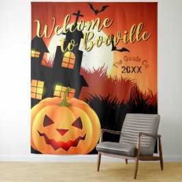 Willkommen in Booville Halloween | Hintergrund Wandteppich