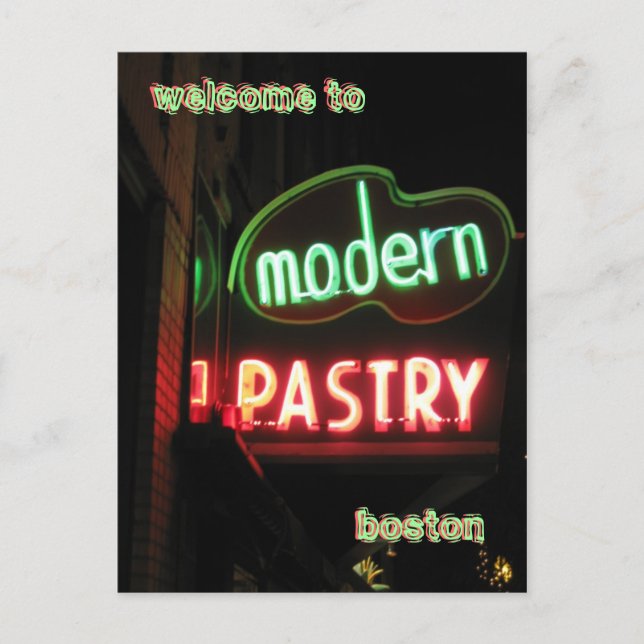 Willkommen in Boston - Neon Postkarte (Vorderseite)