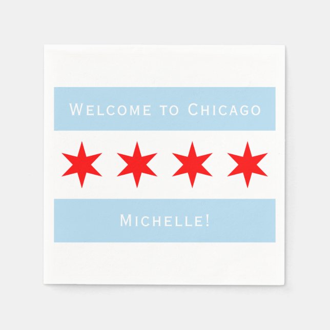 Willkommen in Chicago | Personalisierte Flagge Chi Serviette (Vorderseite)