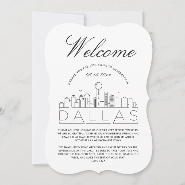 Willkommen in Dallas | Hotelgäste Details Einladun Einladung (Vorderseite)
