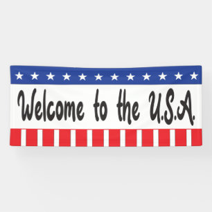 Willkommen in den USA mit US Flagge Banner