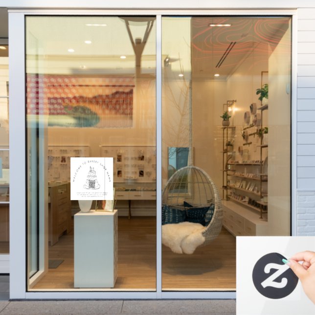 Willkommen in der Bäckerei Shop Name QR Code Fenst Fensteraufkleber (Schaufenster)