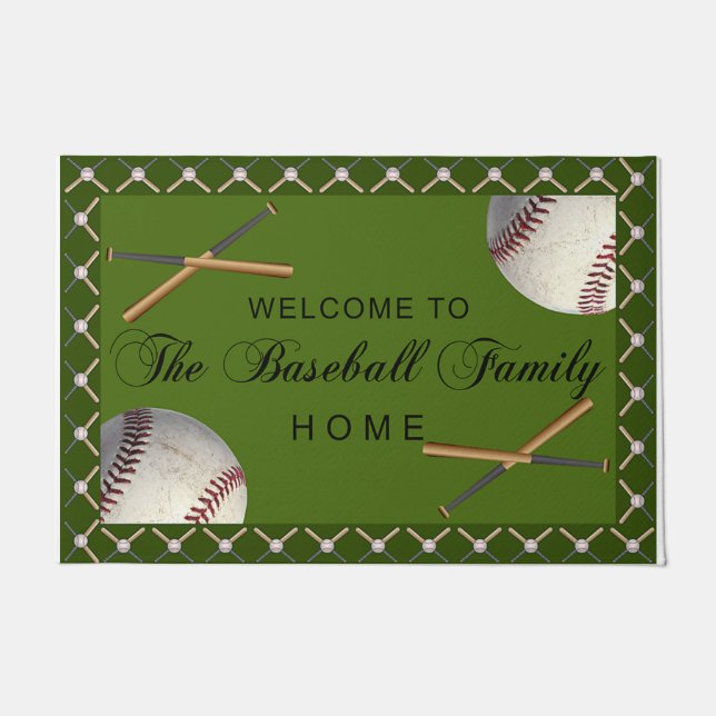 Willkommen in der Baseball Familie Fußmatte (Vorderseite)