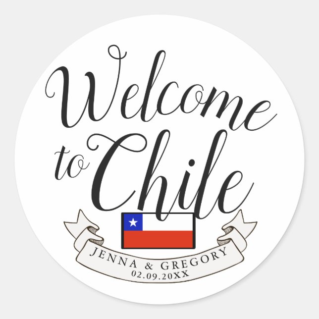 Willkommen in der Chile | HOCHZEIT IN URLAUBSORT Runder Aufkleber (Vorderseite)