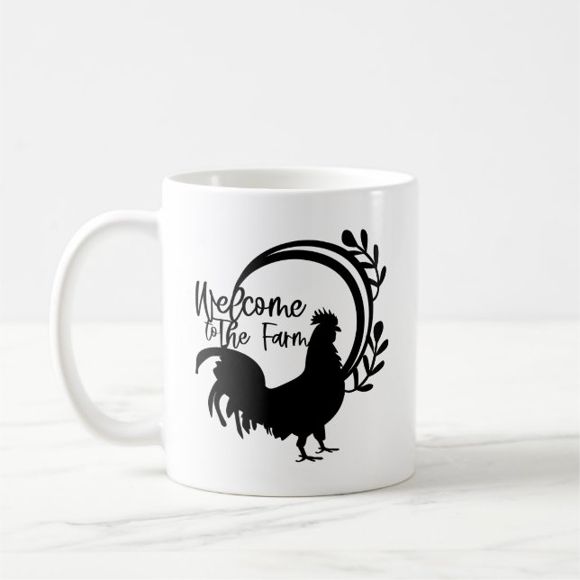 Willkommen in der Farm Rooster Coffee Tasse (Links)