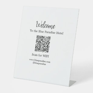 Willkommen in der Hotelrestaurant Villa Scan QR WI Sockelschild