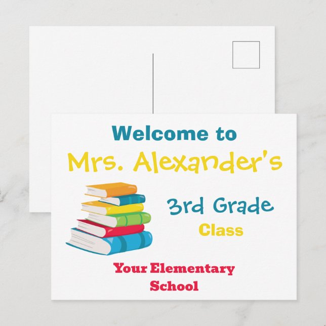 Willkommen in der Klasse zurück zur Schule Postkarte (Vorne/Hinten)