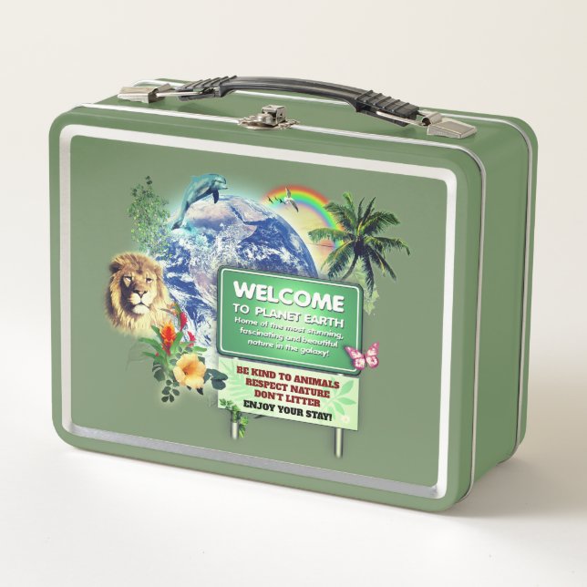 Willkommen in der Planet Earth Metal Lunchbox (Vorderseite)