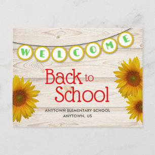 Willkommen in der Schule Yellow Daisies Rustic Postkarte