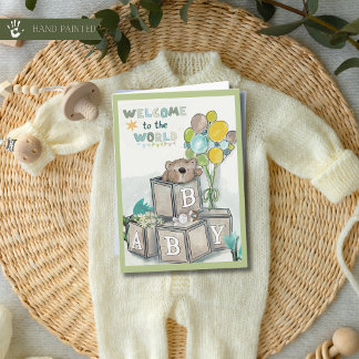 Willkommen in der Welt Baby-Bär-Gratulationskarte Feiertagskarte
