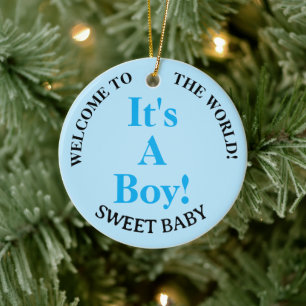 Willkommen in der Welt Baby Boy Blue Jahr Keramik Ornament