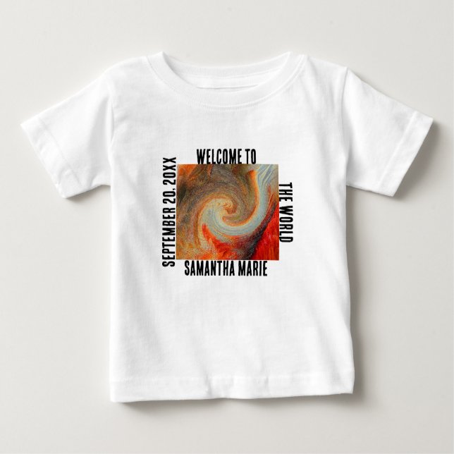 Willkommen in der Welt Groovy Sprial Gender Neutra Baby T-shirt (Vorderseite)
