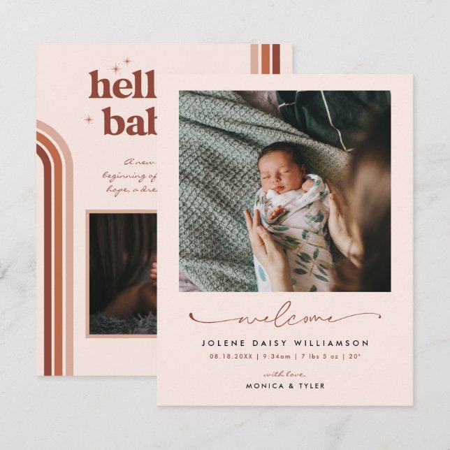 Willkommen in der Welt | | Retro Boho Birth (Vorne/Hinten)