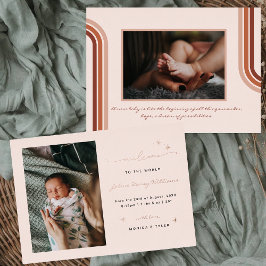 Willkommen in der Welt | | Retro Boho Birth Card Folieneinladung