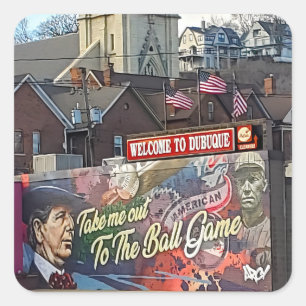 Willkommen in Dubuque, Iowa Zeichen mit amerikanis Quadratischer Aufkleber