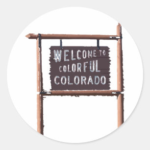 willkommen in farbenfrohen Farbtönen Runder Aufkleber