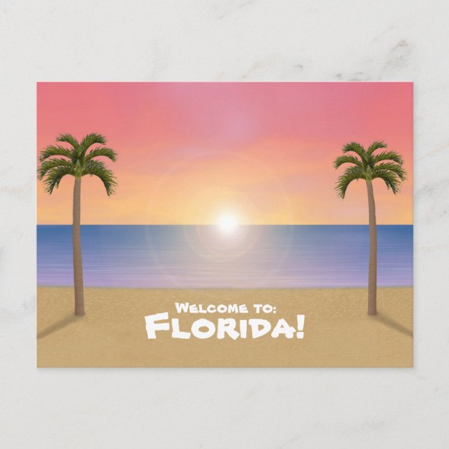 Willkommen in Florida: Beach Scene Postcard Postkarte (Vorderseite)