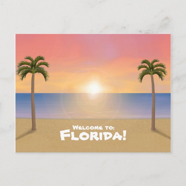 Willkommen in Florida: Beach Scene Postcard Postkarte (Vorderseite)