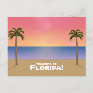 Willkommen in Florida: Beach Scene Postcard Postkarte