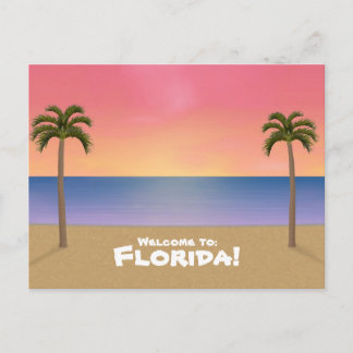 Willkommen in Florida: Beach Scene Postcard Postkarte