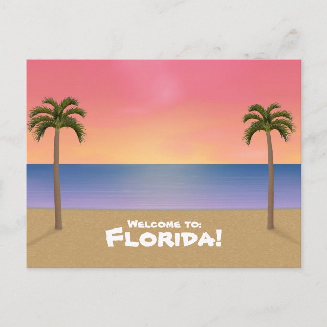 Willkommen in Florida: Beach Scene Postcard Postkarte (Vorderseite)