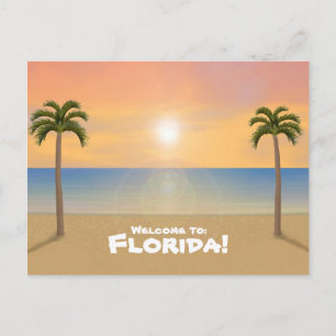Willkommen in Florida: Beach Scene Postcard Postkarte