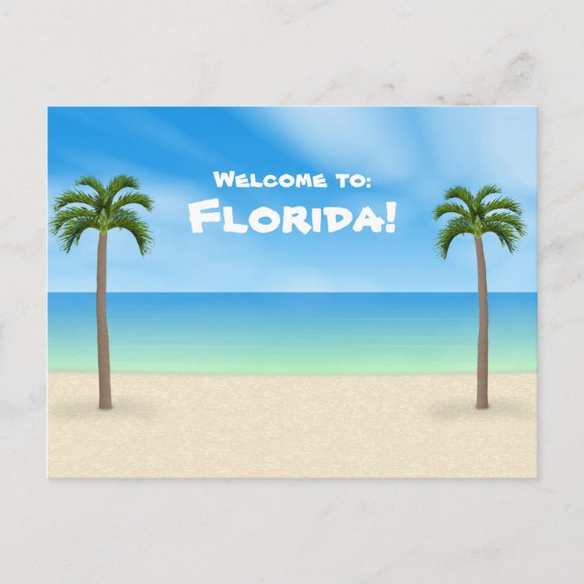 Willkommen in Florida: Beach Scene Postcard Postkarte (Vorderseite)
