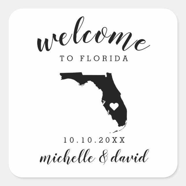 Willkommen in Florida | Brauchtum für Hochzeiten Quadratischer Aufkleber (Vorderseite)