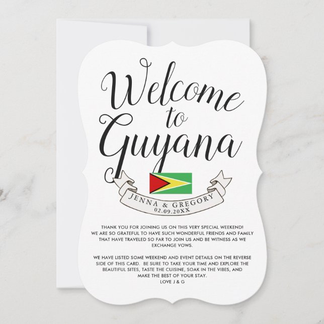 Willkommen in Guyana | HOCHZEIT IN URLAUBSORT Einladung (Vorderseite)