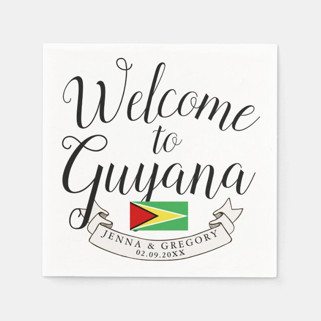 Willkommen in Guyana | HOCHZEIT IN URLAUBSORT Serviette (Vorderseite)
