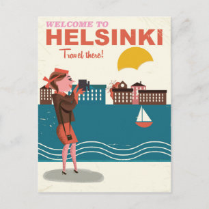 Willkommen in Helsinki Finnland Vintage-Reiseposte Postkarte