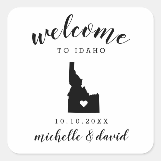 Willkommen in Idaho | Brauchtum für Hochzeiten Quadratischer Aufkleber (Vorderseite)