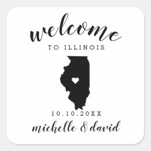 Willkommen in Illinois Brauchtum für Hochzeiten Quadratischer Aufkleber