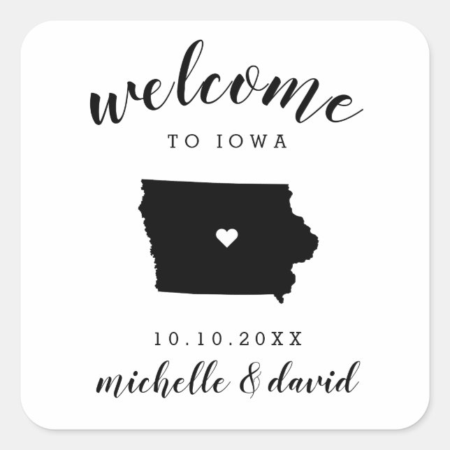 Willkommen in Iowa | Brauchtum für Hochzeiten Quadratischer Aufkleber (Vorderseite)