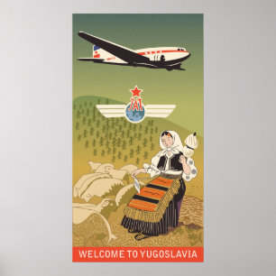 Willkommen in Jugoslawien, Vintages Flugplakat Poster