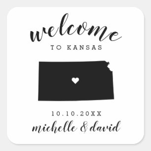 Willkommen in Kansas Brauchtum für Hochzeiten Quadratischer Aufkleber