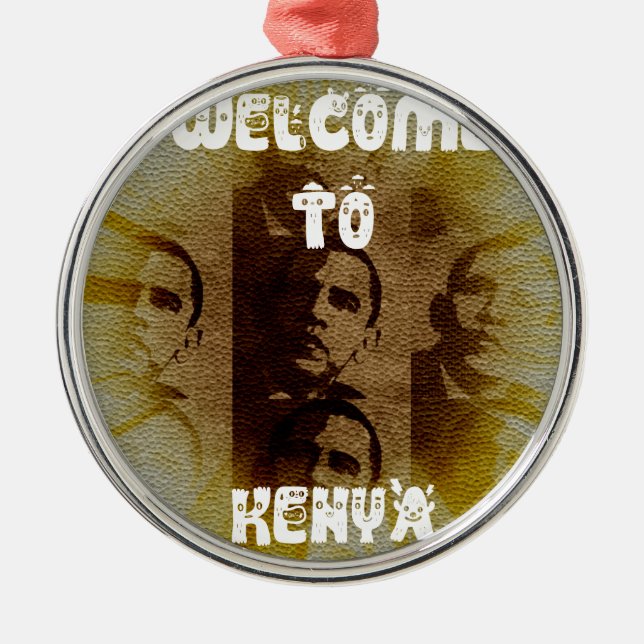 Willkommen in Kenia mit Obama Collage Ornament Aus Metall (Vorne)