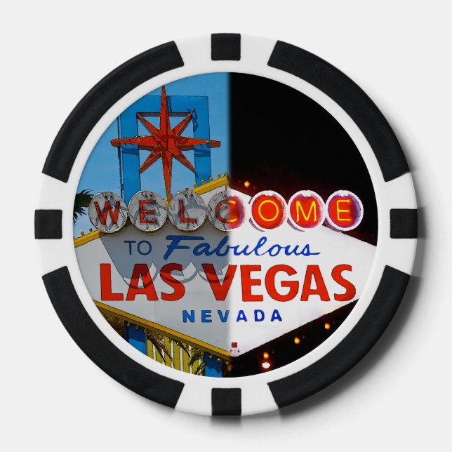Willkommen in Las Vegas - Tag oder Nacht Pokerchips (Vorderseite)