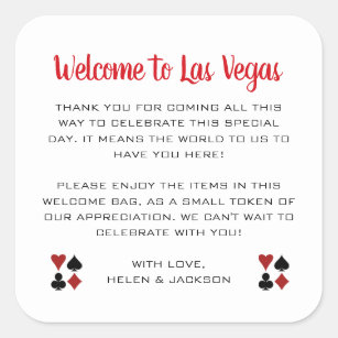Willkommen in Las Vegas Wedding Welcome Basket Quadratischer Aufkleber