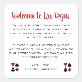 Willkommen in Las Vegas Wedding Welcome Basket Quadratischer Aufkleber