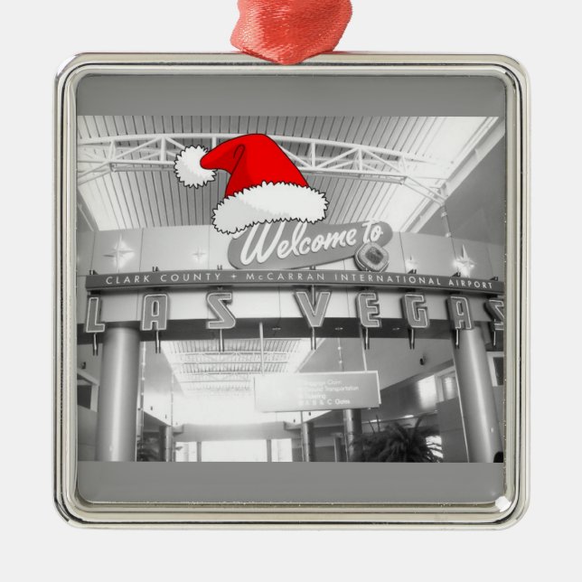 Willkommen in Las Vegas Weihnachten Silbernes Ornament (Vorne)