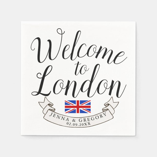 Willkommen in London | HOCHZEIT IN URLAUBSORT Serviette (Vorderseite)
