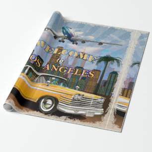 Willkommen in Los Angeles Retro Poster. Geschenkpapier