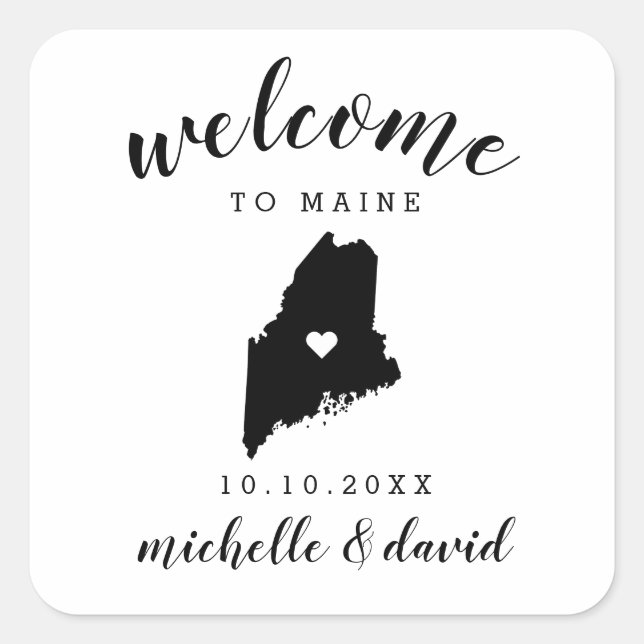 Willkommen in Maine | Brauchtum für Hochzeiten Quadratischer Aufkleber (Vorderseite)