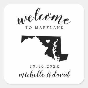 Willkommen in Maryland Brauchtum für Hochzeiten Quadratischer Aufkleber